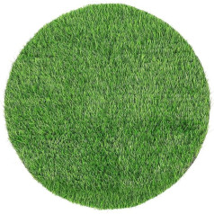 Supvox Artificial Grass Placemats, Round Artificial Grass Mat, Artificial Grass Tile Rug, Fluffy Shaggy Round Rug, Artificial Grass Underlay for Dogs, Patios, Porches, 50 cm