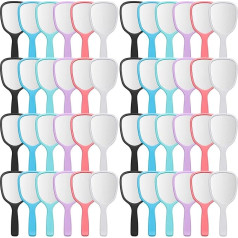 Handheld Mirror with Handle, Plastic Compact Travel Makeup Cosmetic Mirror Small Personal Portable Handheld Mirror for Home Dressing Table Camping 7 x 3.5 Inch, 6 Colors (50 Pack)