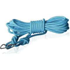 Washing Rope, 15M High Quality Strong Woven Clothesline with Two Metal Hooks, Heavy Duty Rustproof and Waterproof Laundry String Prop Line for Camping, Garden, Garage (Blue)