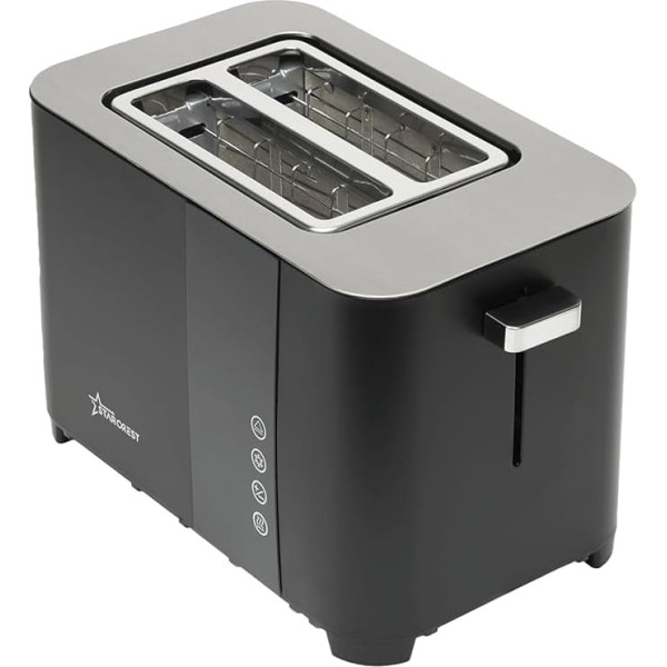 STARCREST Smart Toaster 2 Slices, Toaster Wide Slot Perfect for Breakfast Toast, Toaster with Display Suitable for XXL Slices, 850 Watt Toster Black Matt