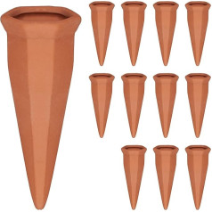 Relaxdays Clay Cones Watering Cones Set of 12 for 1.5 L PET Bottles, Indoor Plants and Balcony Boxes, Terracotta