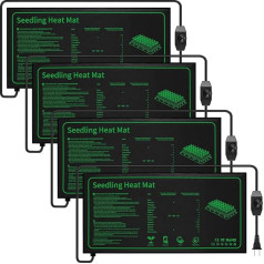 Ganeen Heizmatte für Sämlinge mit temperaturverstellbarem Drehknopf, 25,4 x 50,8 cm, wasserdichtes Heizkissen für Pflanzen, Hydrokultur-Heizkissen, langlebige Keimung, Heizmatte für Samen, Starter-,