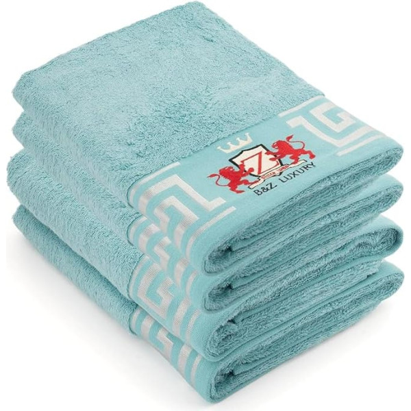 BZ Luxury Bath Towel Set Turquoise 4-Piece - 50 x 100 cm | Made of Bamboo & Cotton - Soft, Absorbent & Durable - Towels for Bathroom, Guests, Spa | Oeko-Tex Certified