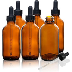 RAMFIYN Nachfüllbare Tinkturflaschen mit starkem Tropfer, leerer Behälter für ätherische Öle, mit Trichter und Etiketten, 118 ml, 6 Stück