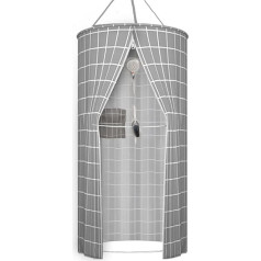 WINARA Shower Curtain Round Polyester Hanging Thermal Insulation Double Zip Portable Shower Curtain Modern Shower Curtain for Bathroom Decor