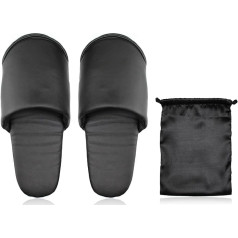 MOON ROOM Japanese Style Foldable Portable Slippers with Storage Bag for Men Women Unisex Non-Slip for Men Women Spa Travel Hotel Home Japan Black Large