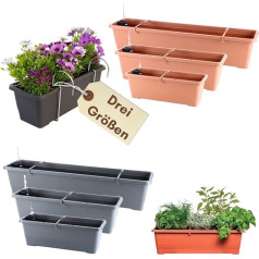 GarPet Flower Box, Windowsill, Outdoor Flower Box, Balcony Railing, Balcony Box with Water Reservoir, Metal Bracket, Planter Box, Outdoor, 50, 60, 80 (Anthracite, 80 cm)