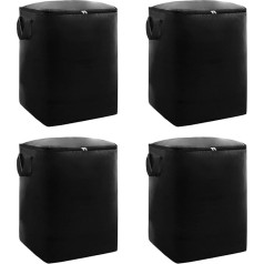 Moving Bags, 240 L, Pack of 4 Large Moving Boxes with Zips and Strong Handles, Storage Box with Lid, Space-Saving, Waterproof, Storage Bag, Large Heavy Carry Bags, Black