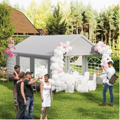 Aufun High Quality Party Tent 4 x 6 m, Gazebo with 6 Removable Side Panels with Windows, PE Tarpaulin Waterproof, Includes Tension Ropes & Pegs, Party Tent for Garden, Party, Festival, Event, Wedding