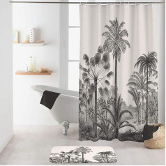 Douceur d'Intérieur COCOTY Shower Curtain with Hooks, Polyester, Multicoloured, 180 L x 200 H cm (1 Panneaux)