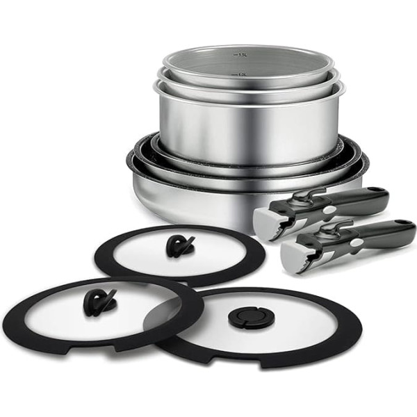 Backen 199911 11-Piece Saucepan and Frying Pan Set, Stainless Steel, Suitable For All Heat Sources Including Induction