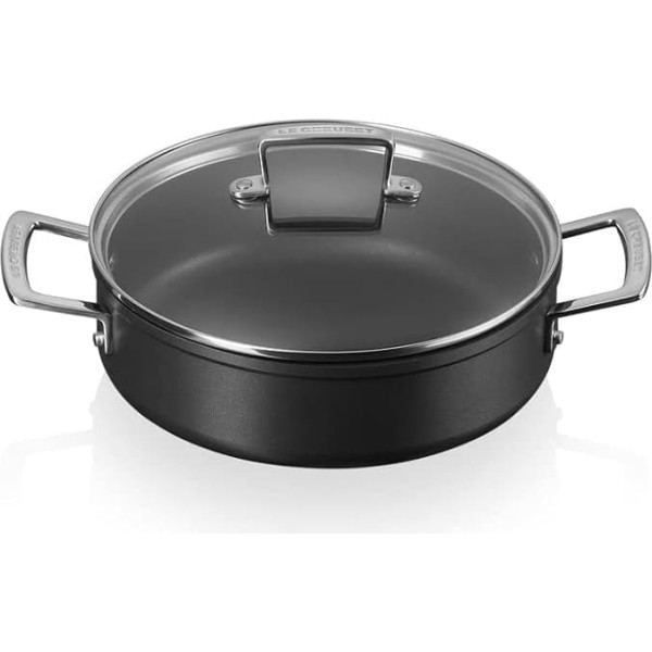 Le Creuset 51113280010500 Non-Stick Aluminium Sauté Pan with Glass Lid 28 cm Black