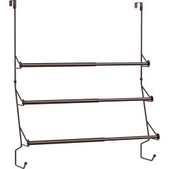 Door Towel Rail, 3 Tier Adjustable Towel Rail with Hooks for Bathroom, Hanging Towel Rail for Towel Storage, Bronze