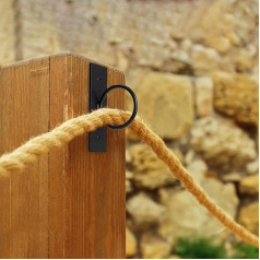 UVKDEENK Dekorative Seilgeländerhaken, Tropfenringhalterungen für Zäune, Treppengeländer, Wandhalterung, Aufhänger, Deckenhaken zum Aufhängen von Pflanzenbeleuchtung, Hanfseilstützhalter, 5 Stück