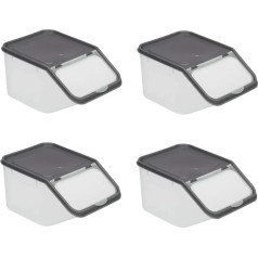 Invero Set of 4 Kitchen Dry Food Containers, Plastic Containers with Scoops - Ideal for Storing Pasta Bowls, Cereal, Rice, Candy, Pet Food and More - Grey