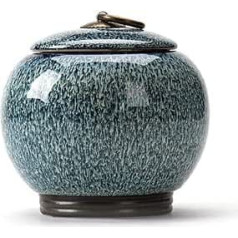 Vintage Ceramic Storage Jars with Lids, Chinese Style Tea Canister, Ceramic Tea Canister for Home, Kitchen, Dining Room Decoration (Blue)