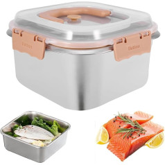 Palmcee Stainless Steel Food Containers, 2400ml, Metal Food Containers, Refrigerator Storage Boxes with Lid, Leak-Proof, Portable Fruit Lunch Boxes for Freezer, Oven