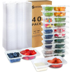 SINTENILL 20 Pieces Spice Containers with Lids, Leakproof Double Compartment Snack Containers, Portable Plastic Food Storage Containers for Meal Prep, Dips, Sauces, Samples
