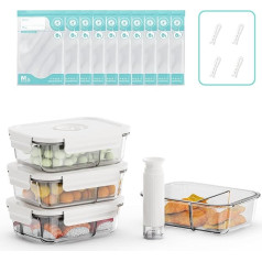 Annalocker Set of 4 Glass Meal Prep Containers with Date Display and Pump