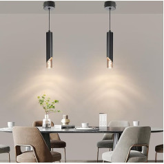 Mikeru Modern LED Pendant Light, 3000 K/4500 K/6500 K Tri-Colour Bedroom Pendant Light, 30 cm Black Crystal Chandelier for Hanging Lamp, Kitchen Island for Dining Room, Office and Bar (2 Pack)