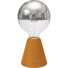 creative cables - Cabless01 Portable Rechargeable LED Light with Globe Bulb with Silver Mirror - With Light Bulb, Saffron Yellow