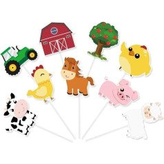 Wenrescry Pack of 36 Cake Decorations Farm, Farm Party Centrepiece Sticks - DIY Farm Animals Table Decorations for Children's Birthday, Baby Shower, Cake and Cupcake Toppers