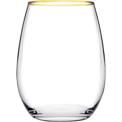 Pasabahce Set of 6 Clear Amber Glass Glasses with Gold Rim 35cl 489424
