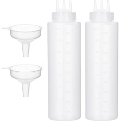 Uceoo Quetschflasche mit 3 Löchern, 2 Stück, Soßenflaschen, Quetschflaschen, Tomatensaucenspender für Ketchup, Grill, Dressing, Farbe, Werkstatt, Pfannkuchen, Kunsthandwerk mit 2 Trichtern, 1000 ml
