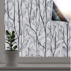 dktie Window Film Opaque Black, Lightproof Self-Adhesive Window Blackout Film, Light-Reducing Film, Adhesive Film, Opaque, Suitable for Bedroom, Bathroom, 90 x 200 cm