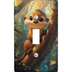 Niedliche Otter-Lichtschalter-Abdeckplatte, verspieltes Waldtier-Design für Kinderzimmer, thermoplastische Standard-Wandplatten, Einzel-Kippschalter