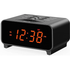 Small Digital Alarm Clock, Double Alarms with 4 Alarm Clock Week Modes, Snooze, USB Charger, Auto Manual Dimmer, 12/24Hr, Night Light and Orange LED Display Clock for Bedroom iTOMA 213