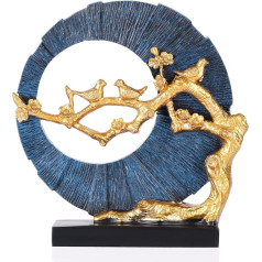 Golden Bird Sculpture Stylish Gold and Blue Decoration Ideal Home Accessory for Bookshelves, Offices, Side Tables, TV Cabinets or Entrance Areas