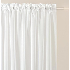 ROOM99 Novelia Curtain with Ruffle Tape, 400 x 230 cm, Width x Height Living Room, Transparent Modern Curtain Scarf, Living Room, Bedroom for Rail System, White, Smooth, 1 Piece