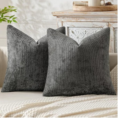 MIULEE Set of 2 Cushion Covers Fringe Chenille Cushion Covers Sofa Cushion Decorative Cushion for Couch Sofa Living Room Grey 50 x 50 cm