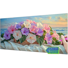 Diamond Painting Flowers Flower Basket, 5D Diamant Painting Bilder Erwachsene Groß, Diamond Painting Set for Adults and Beginners, DIY Mosaic Making Craft Set for Home Wall Decoration 80x160 cm T-494