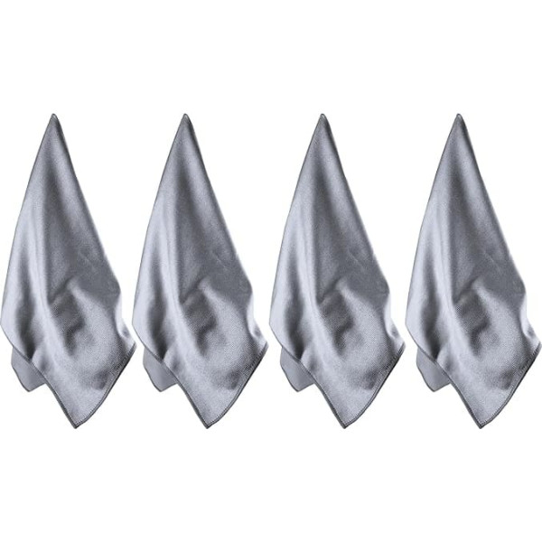 HIDMD Extra große Mikrofaser-Glas-Poliertücher, Mikrofaser-Glasreinigungstuch, streifenfrei, fusselfrei, Barhandtuch, 40 x 60 cm, Grau, 4 Stück