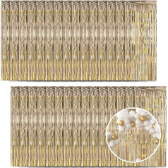 Tinsel Curtains Champagne, Pack of 30, 1 x 2.5 m Foil Fringe Streamers Decorative Metallic Tinsel Curtain Background Foils Streamers for Birthday, Wedding, Christmas, New Year, Disco Party Decoration