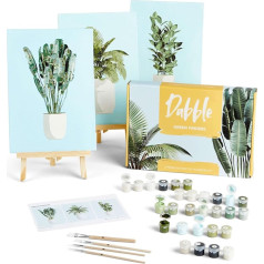Dabble Paint by Numbers Kit - Paint by Numbers for Adults Beginners with 3 Canvas Frames, Painting Set for Adults, Flower Design