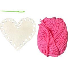 Generisch Crochet Basket Base, Heart Shaped Wooden Basket Set for Crafts, Valentine's Day Craft Kit, Wooden Basket Set, Crochet Heart Shape, Heart Shaped Wooden Base for Valentine's Day and Mother's