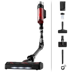 Rowenta X-Force Flex 9.60 Animal Cordless Stick Vacuum Cleaner, 100 Air Watt, Removable Battery, Up to 45 Minutes Runtime, Flex Joint, LED Nozzle, Includes Pet Hair Accessories, Red/Black, RH2078