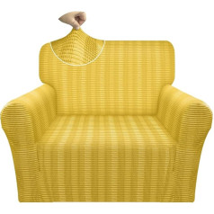 Granbest Luxury Velvet Plush Chair Cover Armchair Pad 1 Seater Super Stretchy Couch Cover Ski Friendly Sofa Slipcover for Pets Kids (Yellow)