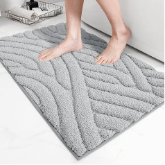 Color G Bathroom Rug 60 x 90 cm, Soft Microfibre Bath Mat, Water Absorbent, High Pile Bath Mat, Non-Slip Washable, Bath Mat Fluffy for Shower, Bathroom, Bath (Grey)