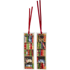 Vervaco Bookmark Cross Stitch Embroidery Kits Counted Cross Stitch Cats in Bookshelf 2 Pieces DIY Set Adult Embroidery Reading Accessories Gift Counted Pattern Pack Approx. 6 x 20 cm Embroidery Kit
