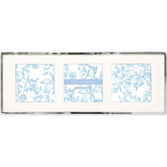 Isaac Jacobs Laura Ashley Collage 3 Photo Frame Horizontal Silver Metal Trim Easel Table Display Counter Desk Wall Decor Photo Gallery