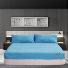 Teddy Fleece Pillowcase Warm Cosy Super Soft Cuddly Medium Blue Pair Of Pillowcases 50x75cm Approx