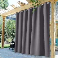 StangH Extra Wide Outdoor Curtains Waterproof Indoor Outdoor Blackout Thermal Eyelet Curtain Panels for Porch Sliding Door 1 Panel Grey Width 100 x Length 213.4 cm