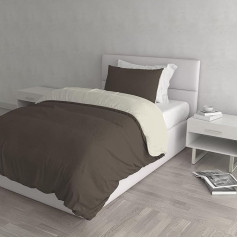 Italian Bed Linen Duvet cover, natural colour, 100% Cotton, Marrone/Panna, 200 x 200 cm