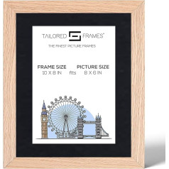 GENUINE NATURAL OAK SOLID WOOD PHOTO FRAME AND POSTER FRAME WITH BLACK MOUNT 10 x 8 