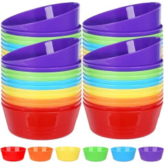 LATERN Pack of 48 Reusable Plastic Bowls, 300 ml Unbreakable Plastic Bowls for Children, Microwave and Dishwasher Safe for Cereals, Soup, Snack, Fruit, Salad (6 Colours)