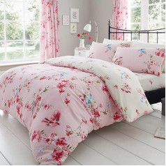Gaveno Cavailia Luxury BIRDIE BLOSSOM Bed Set with Duvet Cover and Pillow Case, Polyester-Cotton, Pink, King